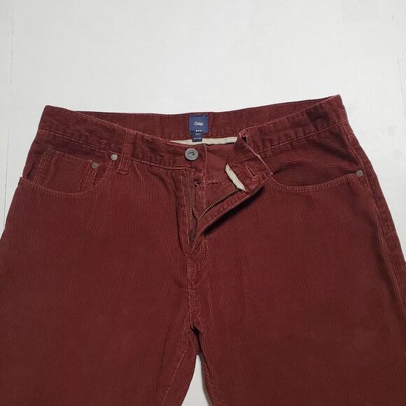Gap Corduroy Pants Size 33x30 Straight Flat Front Maroon Burgundy Mens - Picture 1 of 12